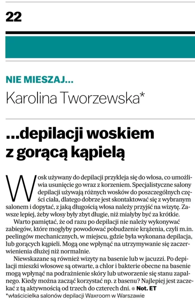 Depilacja woskiem fragment tekstu